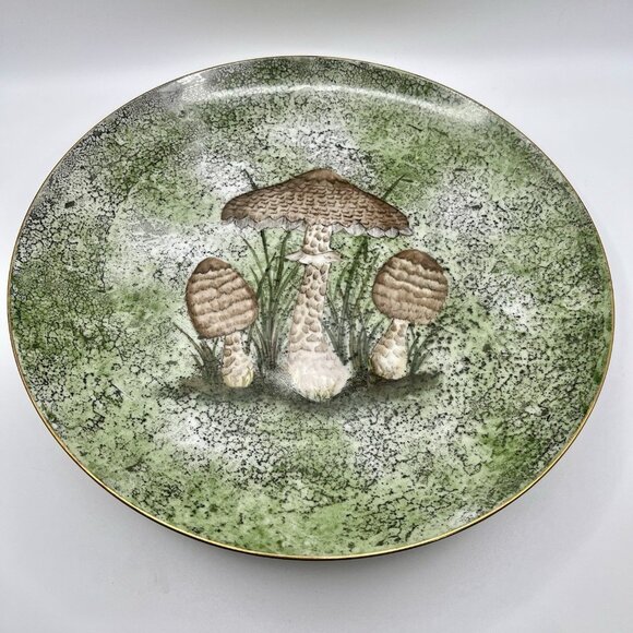 Vintage 60s MCM Hand-Painted Mushroom Plate Signed Ellen Rasmussen Pottery Boho - Picture 3 of 7
